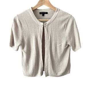 Banana Republic Ramie Rayon Short Sleeve Cardigan Knit Sweater - Beige - Small